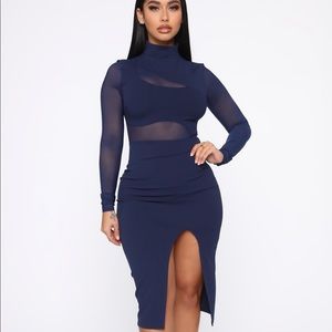 Navy blue midi dress